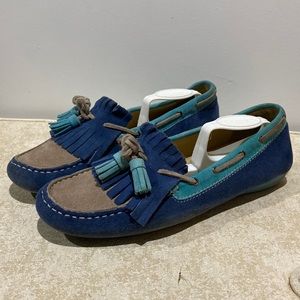 Vaneli Teal and Brown Tassel Moccasins